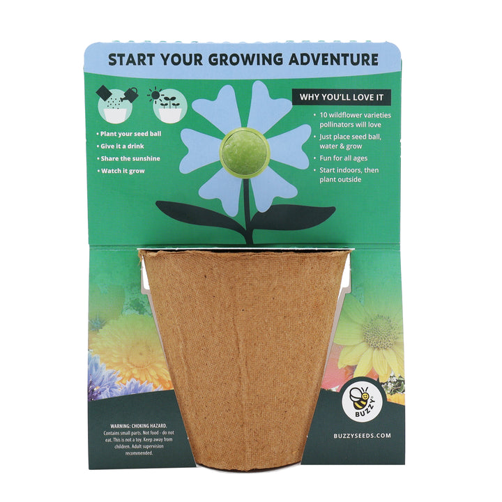 Wildflower Seed Ball Grow Kit (Set of 6) | Pollinator-Friendly Flowers for Gardens & Patios