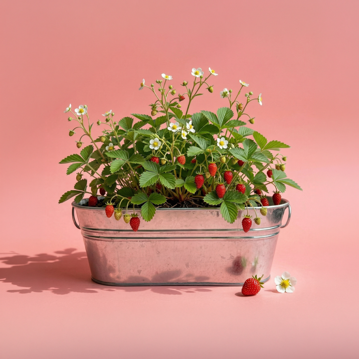Strawberry Grow Kit | Galvanized Windowsill Planter