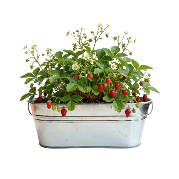 Strawberry Grow Kit | Galvanized Windowsill Planter