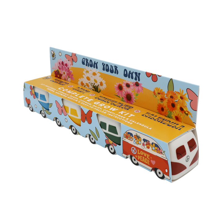Hippie Bus Ceramic Planter Grow Kit | Set of 4 Flowers