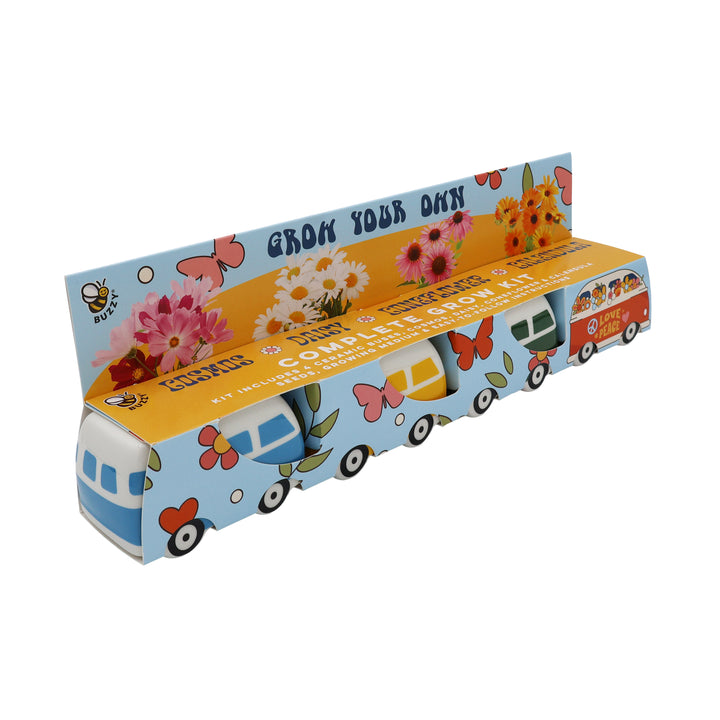 Hippie Bus Ceramic Planter Grow Kit | Set of 4 Flowers