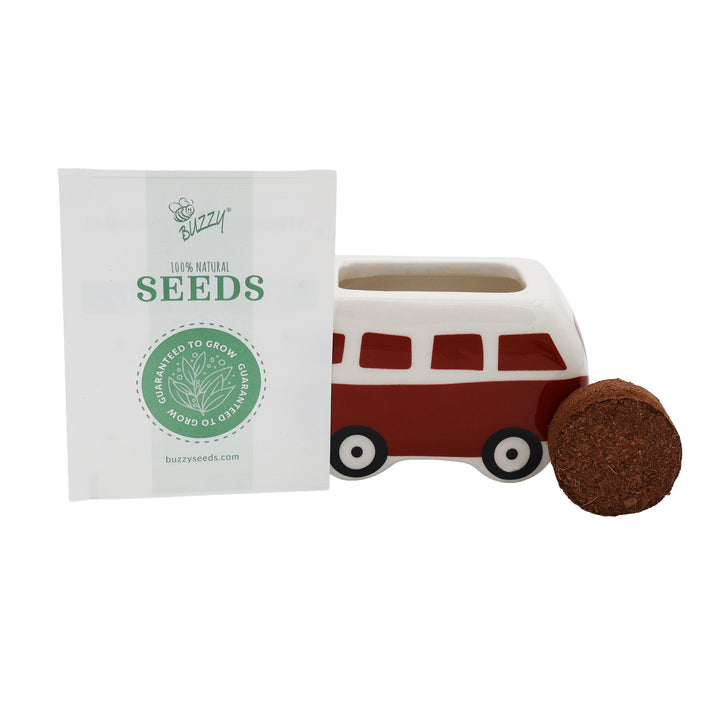 Hippie Bus Ceramic Planter Grow Kit | Set of 4 Flowers