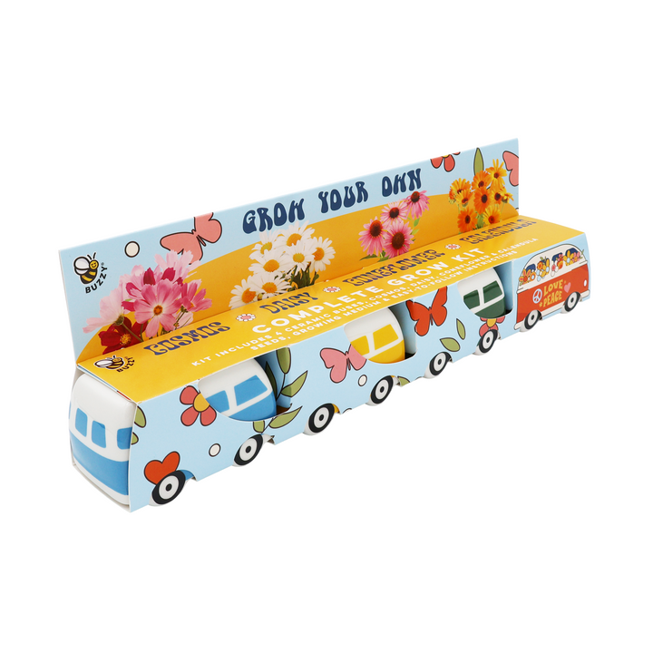 Hippie Bus Flower Grow Kit | Cosmos, Daisy, Coneflower, Calendula (Set of 4)